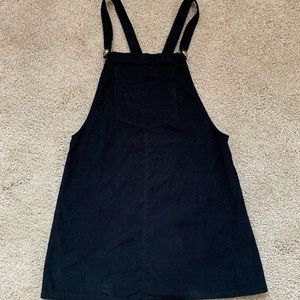 Black, corduroy, overall dress